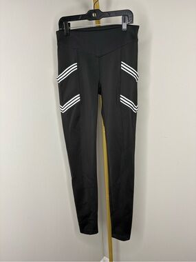 Koral Black Leggings with White Stripe Panels